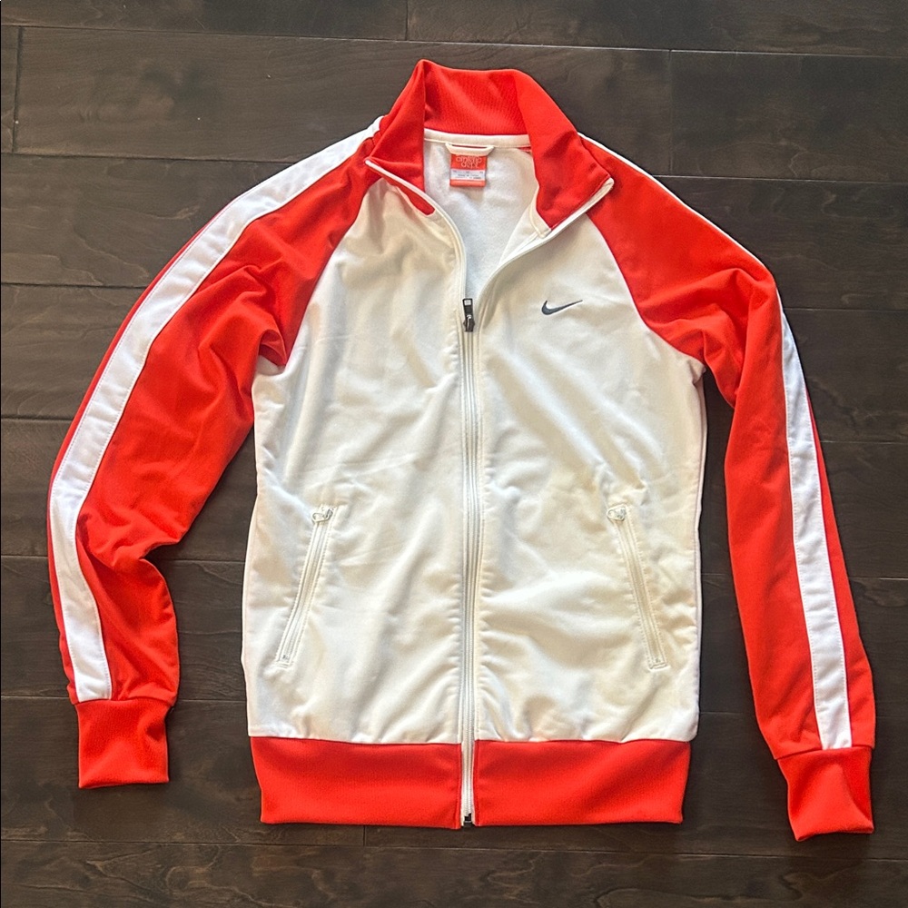 Nike Women's (M) Orange and White Lightweight Zipper Jacket